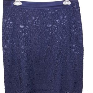 The Limited size 8 navy blue lined lace skirt.